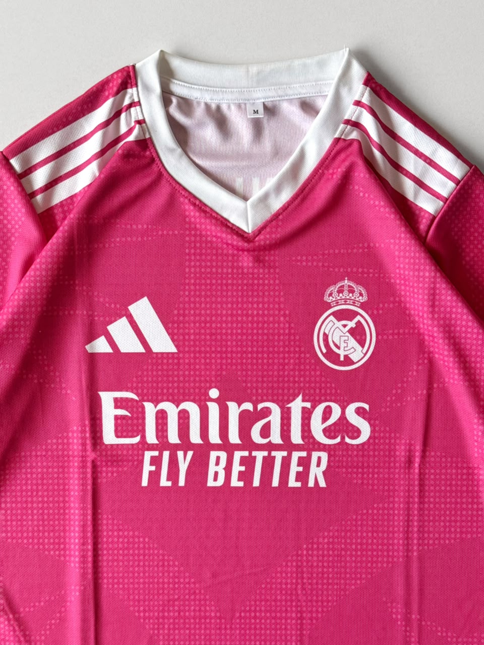 New season Real madrid Bellingham #5 Red fan made - Emirates pink red half sleeve