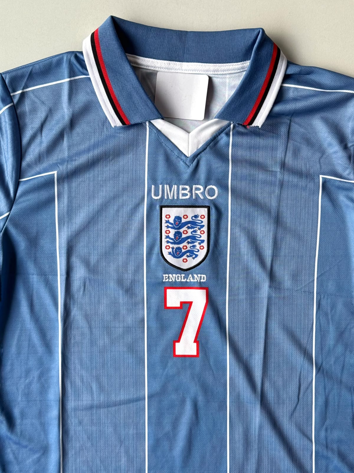 England #7 Beckham - grey full sleeve collar retro