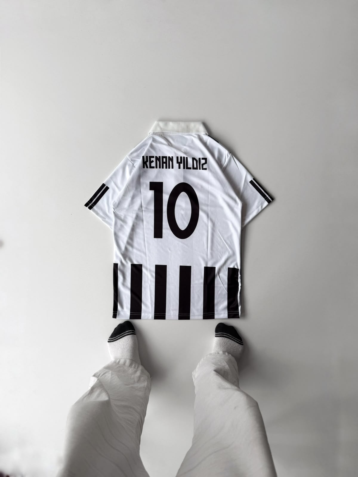 Zuventus FC #10 Keman Yeldez - Black and white half collar half sleeve